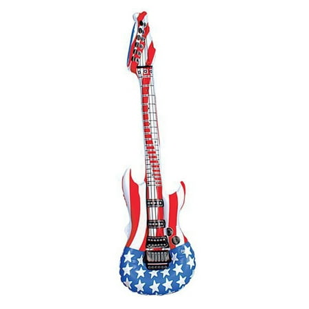 Patriotic Stars & Stripes Guitar 42" Inflatable Toy, Red White Blue, 12 Pack