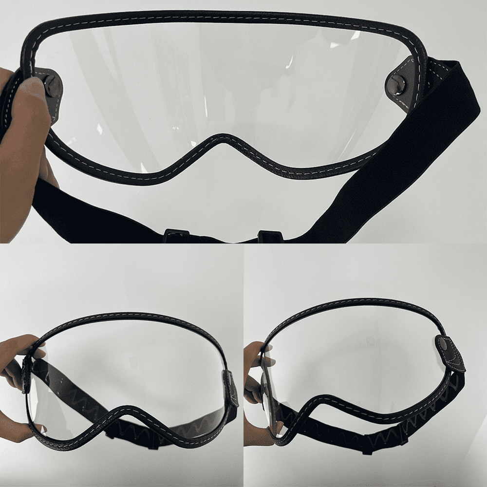 Retro Bubble Visor Helmet Shield Vintage Elastic Band Open Face Full-Face Motorcycle Accessories