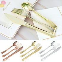 ufehgfjh Disposable Fork Gold Birthday Party Tableware Set Plastic Rose Gold Party Western Food Gold-plated Knife Fork Spoon