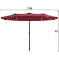 thumbnail image 2 of AEGFKD15 Ft Double Sided Patio Umbrella with Solar Lights, Extra Large Rectangle Outdoor Umbrella with 36 LED Lights & Crank Handle for Deck, Poolside, Garden, Backyard (Burgundy), 2 of 10