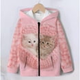 thumbnail image 4 of Girls Cute Cartoon Cat Print Zip Up Hoodie Jacket, Kids Full Zip Long Sleeve Hooded Coat for Fall Daily Casual Outdoor Wear(Pink2,11-12 Years), 4 of 7