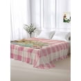 thumbnail image 5 of Easter Day, Full Size Flat Sheet, Wrinkleproof & Fadeproof Cooling Flat Bed Sheet Only, Easter Bunny Easter Eggs Daisy Plaid Pink Breathable Soft Bedding Top Sheets 81 x 96 Inches, 5 of 8