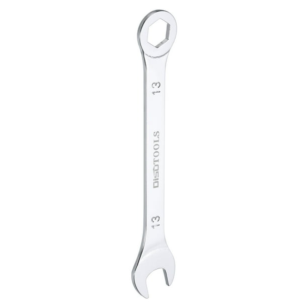 Llave de combinación delgada de 6 puntos de 13 mm de Uxcell, doble extremo, caja y extremo abierto, acero cromado, plateado