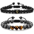 thumbnail image 3 of Initial Beaded Bracelets for Men, 8mm Tiger Eye Lava Rock Stone Handmade Mens Letter Obsidain Bracelet Stress Relief Yoga Beads Bracelets Adjustable Anti Anxiety Bracelets for Men Women Jewelry Gifts, 3 of 9