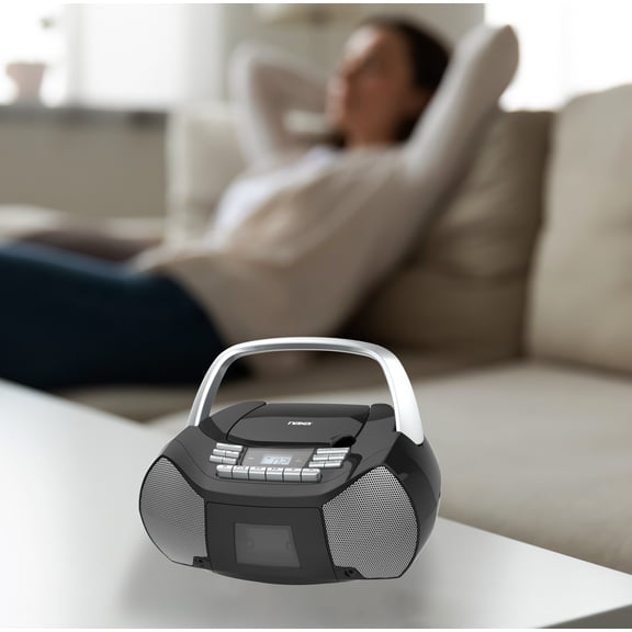 Naxa Electronics NPB-268 Portable CD/Cassette Boombox (Silver/Black)