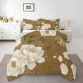 thumbnail image 3 of Manfei Retro Ustic Flower Queen Comforter Set,Natural Plant Bedding Sets,Brown Beige Bedding Comforter Set For Girls Boys,Super Cozy Room Decor Reversible,3-Piece, 3 of 9