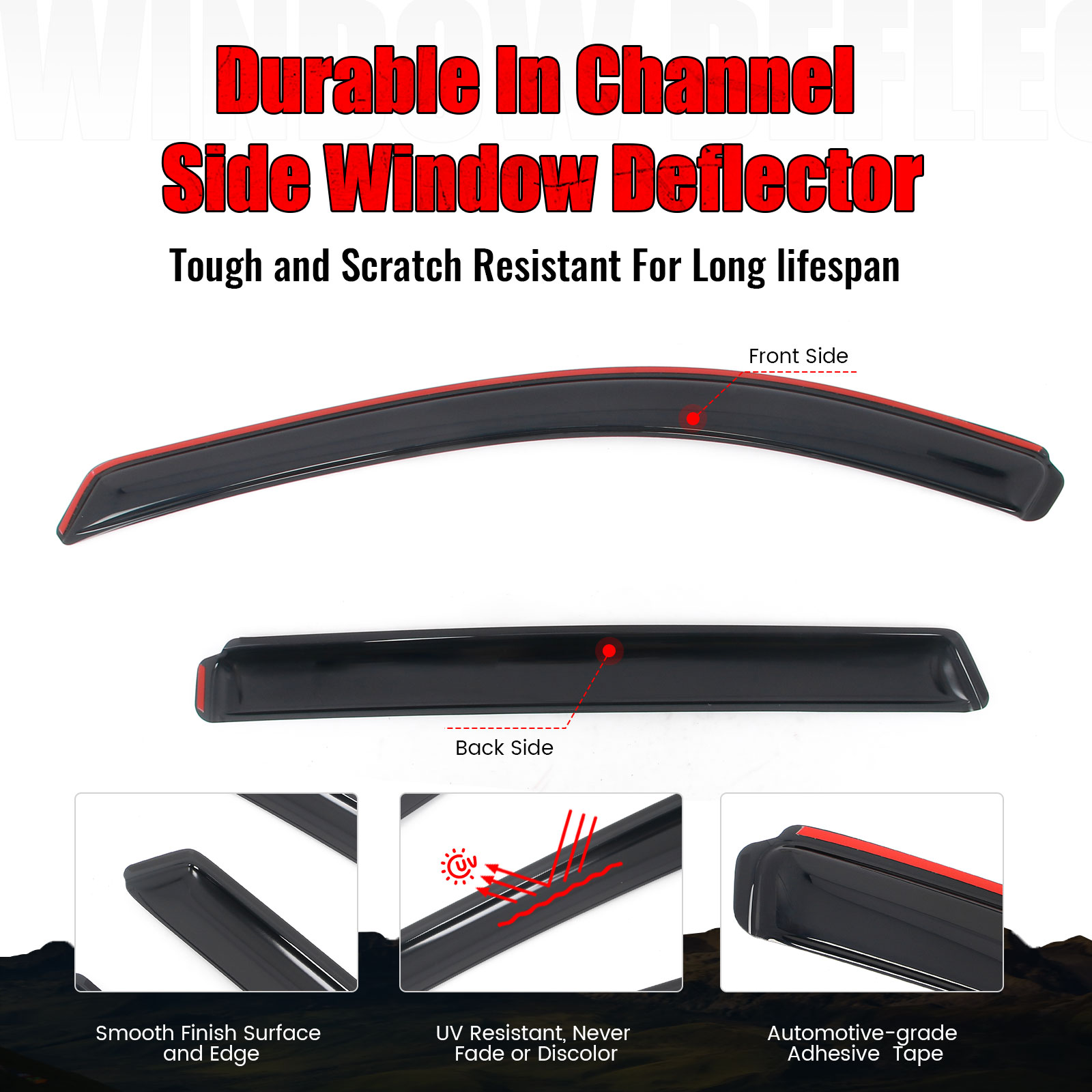 Ikon Motorsports In-Channel Window Visors Fits 2014-2020 Nissan Rogue, Slim Style Side Door Rain Vent Guard Deflectors, Acrylic Smoke 4PCS