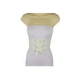 thumbnail image 4 of Women Cream Wide Elastic Tie Floral Lace Corset Belt Size S M, 4 of 14