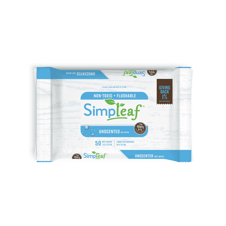 Simpleaf Flushable Wet Wipes | Eco- Friendly, Paraben & Alcohol Free | Hypoallergenic & Safe for Sensitive Skin | Unscented Soothing Aloe Vera Formula (50 Counts) 1 pack…