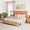 53.94”Natural, variant on Mirightone Farmhouse Queen Bed Frame with Tall Headboard and Storage Bench, Rustic Solid Wood Platform Bed Queen Size with 64" Storage Chest and 2 Large Drawers, White