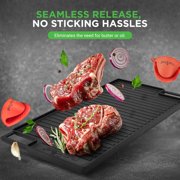 NutriChef NCCIRG59 - Kitchen Flat Grill Plate Pan - Reversible Cast Iron Griddle / Grilling Pan with Heat-Resistant Oven Grab Mitt