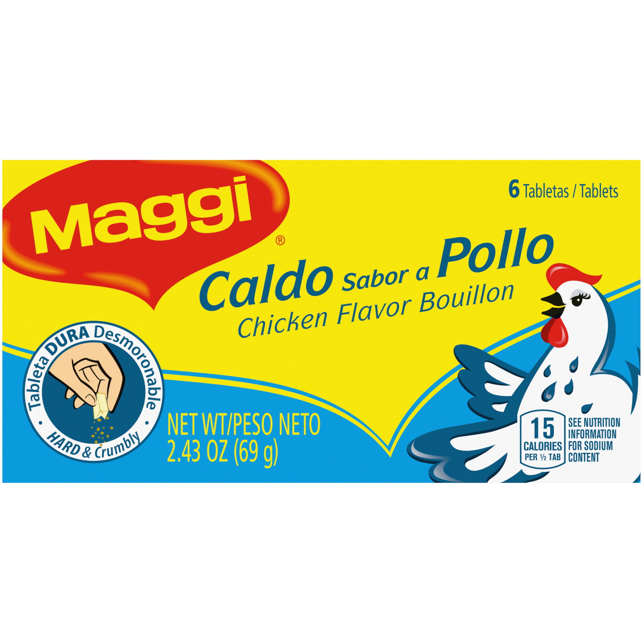 (4 pack) Maggi Chicken Flavor Bouillon Tablets, 2.43 oz, 6 Tablets