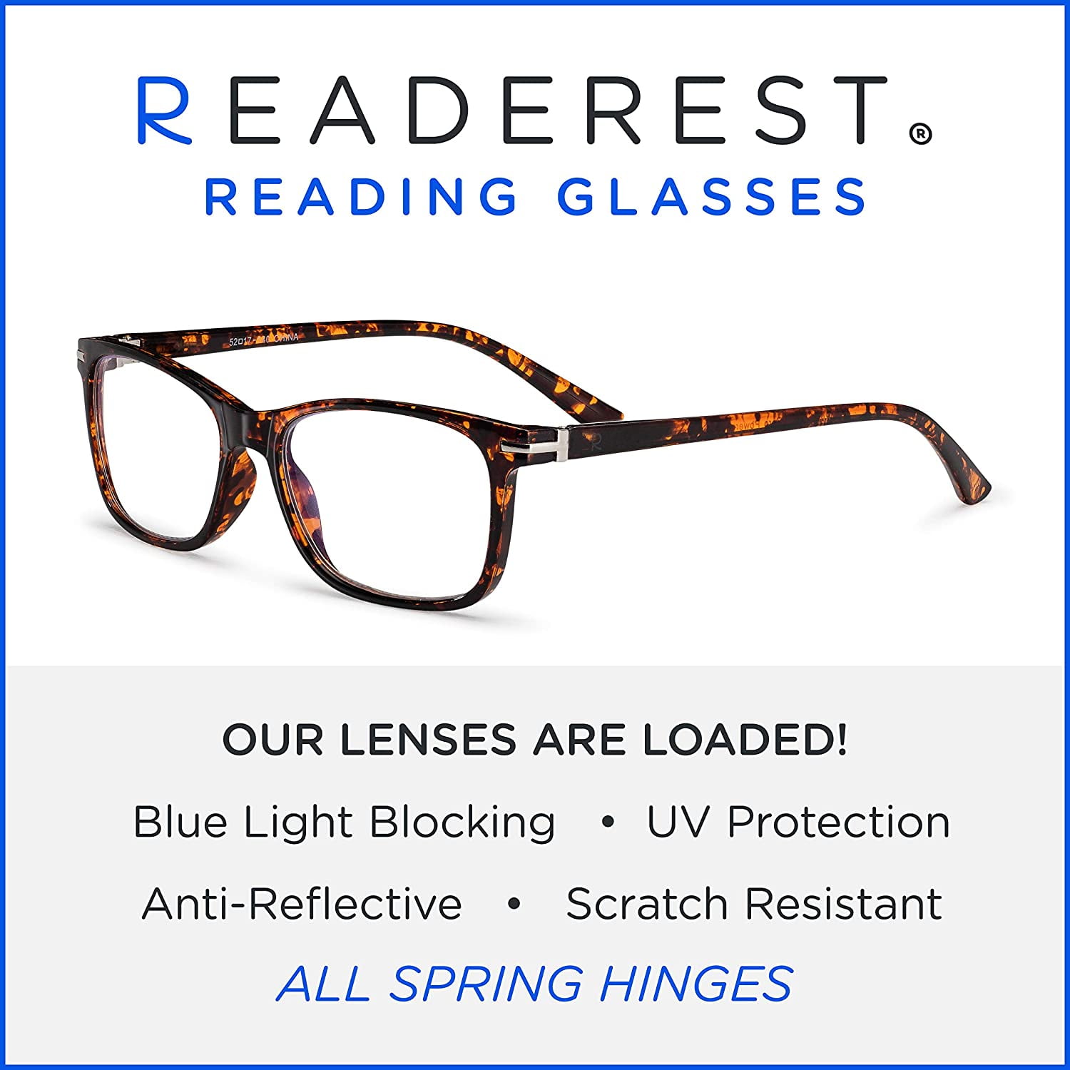 Readerest Blue Light Blocking Reading Glasses Tortoise 150 Magnification