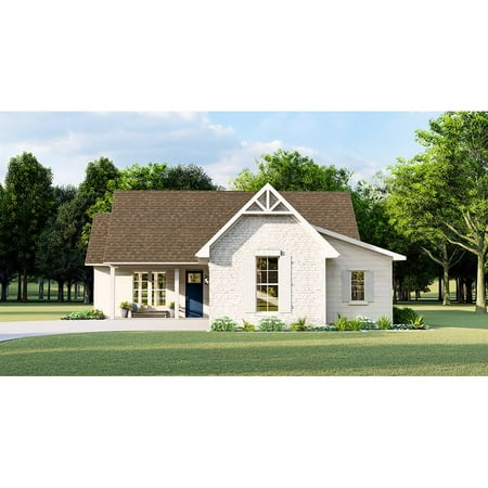 The House Designers: THD-7381 Builder-Ready Blueprints to Build a Compact Country Cottage House Plan with Slab Foundation (5 Printed Sets)