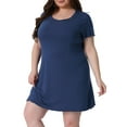 thumbnail image 2 of DARING DIVA Women's Plus Size Short Sleeve Ruffle Casual Nightgown 3X Navy Blue, 2 of 5