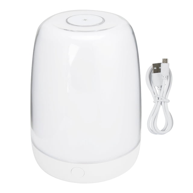 Luz de noche LED táctil con carga USB, luz blanca cálida regulable y ambiente colorido para dormitorio