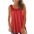 thumbnail image 2 of Brglopf Womens Tank Tops Summer Loose Sleeveless Shirts Casual Round Neck Curved Hem Flowy T-Shirt(Red,XL), 2 of 6