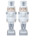 thumbnail image 1 of Sunnydaze 37" Sterling the Silver Christmas Nutcracker Statue - 2Pk, 1 of 10