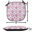 thumbnail image 4 of Owls Chair Seating Cushion Set of 6, Sleeping Owls in Diamond Pattern Half-Moon Stars Clouds Night Time Goodnight Art, Seat Pads for Office with Anti-slip Backing, 16"x16", Pink Lavender, by Ambesonne, 4 of 7