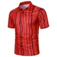 thumbnail image 2 of Birdeem Men Casual Button Short Sleeve Print Turndown Pullover T-Shirt Tops, 2 of 9