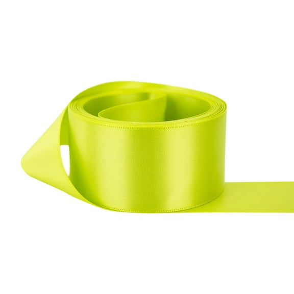 Ribbon Bazaar Double Faced Satin 3/8 inch Lime 50 yards 100% Polyester Ribbon
