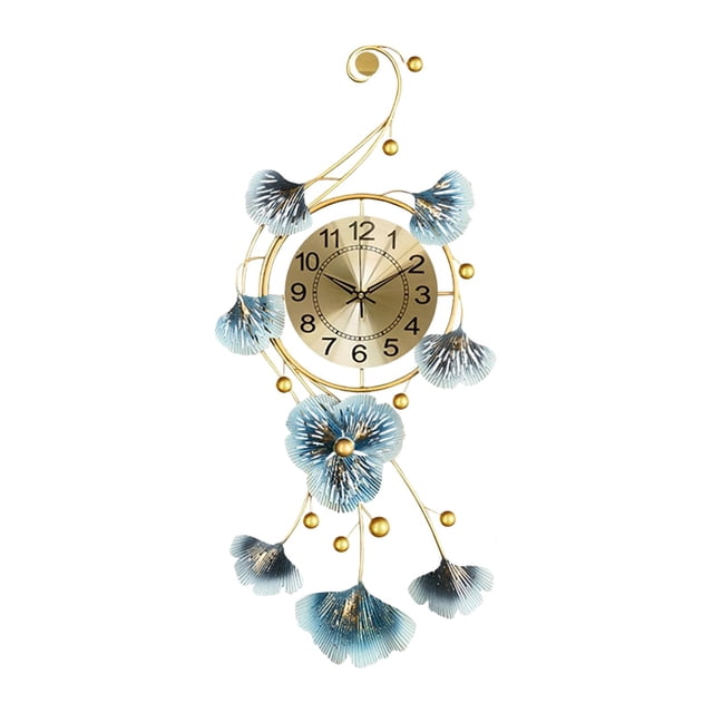 Reloj de pared creativo, luz artística, Metal de lujo, minimalista nórdico, atmósfera silenciosa, hoja de Ginkgo para tienda, cafetería, Hotel, sala 37cmx82cm Macarena Reloj de pared