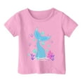 thumbnail image 3 of Toddler Girls T-Shirts Fish Tail Printing Round Neck Short Sleeve Multicolor Tee Summer Children Girl School Home Casual Comfortable Everyday Wear T-Shirts，6 -7 Years, 3 of 3