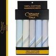 thumbnail image 3 of Caruso Italy Men's Premium 100% Pure Cotton Handkerchief Light Base with Colored Border - Pack of 5 (44 x 44 cm), 3 of 5
