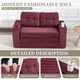 thumbnail image 6 of CQSXDA 2 In 1 Convertible Sofa Bed With Fold Out Floor Couch Design With Pillows For Lounge Settings, Wine Red, 6 of 18