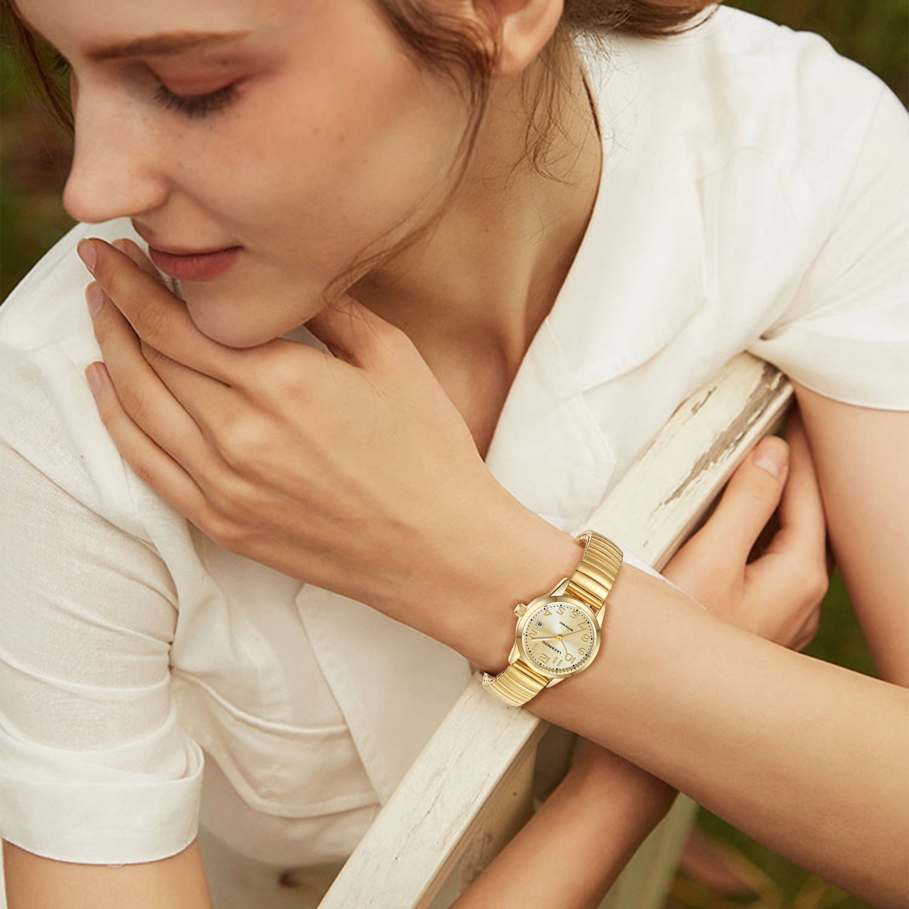 Watches for Women Analog Ladies Quartz Watches with Stainless Steel Expansion Band,Easy Reader Waterproof Lady Watch Mother's Day gift For Women -XS Size