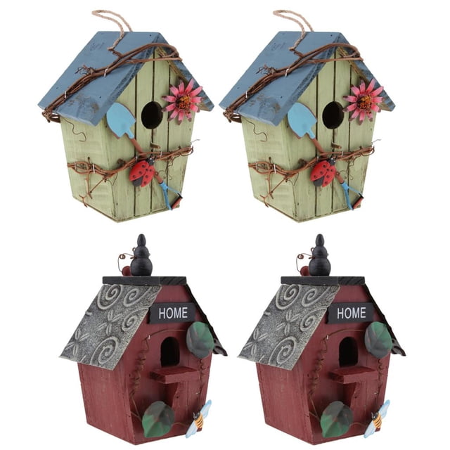 Paquete de de madera de aves casa de pájaros colgando decoración de ín Cola Casas de aves decorativas al aire libre