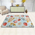 thumbnail image 3 of YFYANG 36"x24" Non-Slip Flannel Carpet Doormat, Living Room Bedroom Office Decorative Area Rugs, Indoor Vintage Strawberry Flower Doodle Floor Mats, 3 of 7