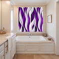 thumbnail image 3 of Purple White Moire Kitchen Curtains 63 Inch Length, Modern Abstract Art Grommet Top Bedroom Living Room Curtains, Light Filtering Cafe Curtain Drapes 2 Panels Set 84''x63'', 3 of 9