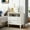 White, variant on White Bedroom Nightstand With Charging And Drawer Space Options: 2 Drawers, Open Space, Solid Wood Legs, End Table Fluted Pilasters Design Ports Wood, Bedroom,