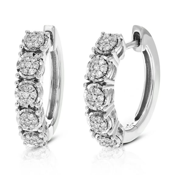 Vir Jewels 1/5 CTTW Lab Grown Diamond Hoops Earrings in Sterling Silver With Hidden Post For Women