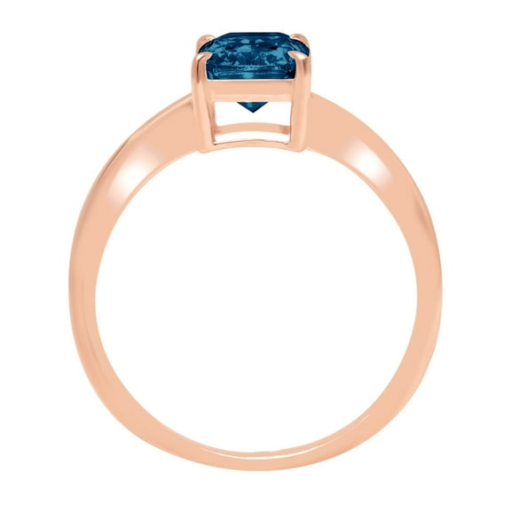 1.75 ct Radiant Cut Natural London Blue Topaz Solitaire Engagement Ring for Women in 18K Rose Gold