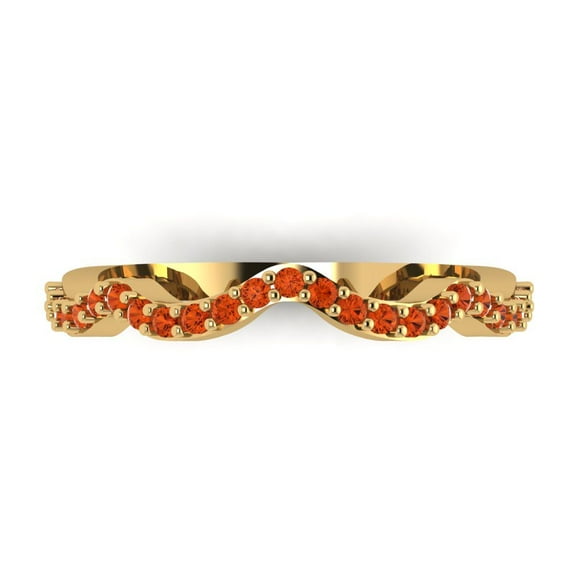 0.23 ctw Wedding Band for Women - 18K Yellow Gold Simulated Red Diamond Stackable Eternity Ring