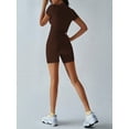 thumbnail image 5 of Women'S Summer 2 Piece Outfits Skinny Shorts Tracksuit Sets Brown S, 5 of 6