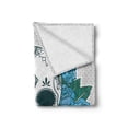 thumbnail image 2 of Skull Soft Flannel Fleece Throw Blanket, Skeleton Head with Oriental Paisley Details Roses Leaves Design, Cozy Plush for Indoor and Outdoor Use, 50" x 70", Fern Green White, by Ambesonne, 2 of 6