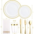 thumbnail image 2 of 175 pieces of dinner cutlery set, suitable for 25 guests - disposable plastic plates, heavy-duty, including 25 dinner and salad plates, cups, and cutlery set for wedding parties, 2 of 6
