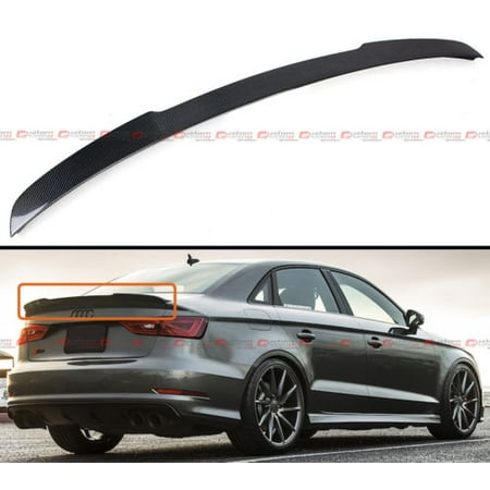 - Real Carbon Fiber Rear Trunk Spoiler Lid For 14-18 Audi A3 S3 RS3 Sedan Duckbill