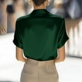 thumbnail image 6 of NuoCaiYun Satin Shirts for Women Button Down Short Sleeves Dressy Shirt Trendy Shawl Collar Office Blazer Blouse Tops, 6 of 6