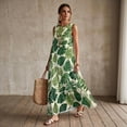 thumbnail image 3 of Xixirimido Vintage Tropical Leaf Print Sleeveless Maxi Dresses for Women Elegant A-line Flowy Dress with Pockets Casual Summer Dresses Beach Vacation Resort Wear, 4X-Large, 3 of 7