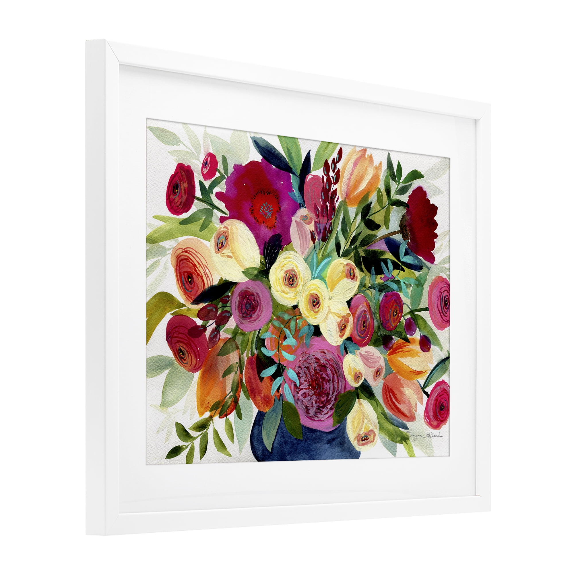 Stupell Industries Morning Joy Bouquet White Framed Print Under Glass, design by Suzanne Allard