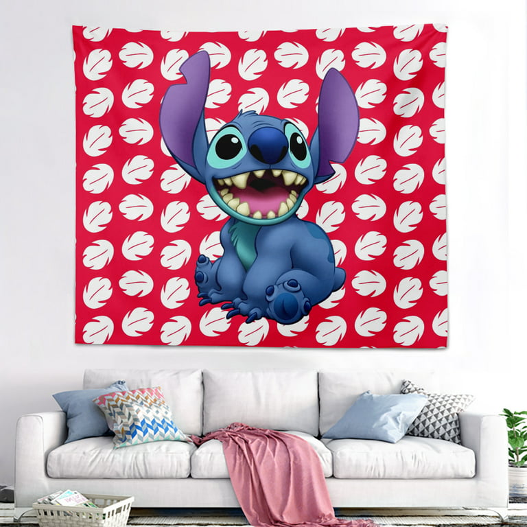 Mengen Lilo & Stitch Tapestry for Bedroom,Lilo & Stitch Living Room Home Decor for Party Home Christmas Wall Decoration/L-180*150cm, Size: Large-180*150cm