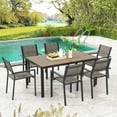 thumbnail image 1 of Costway 7 PCS Outdoor Dining Set with 6 Stackable Chairs & Large Rectangle Table Garden, 1 of 10