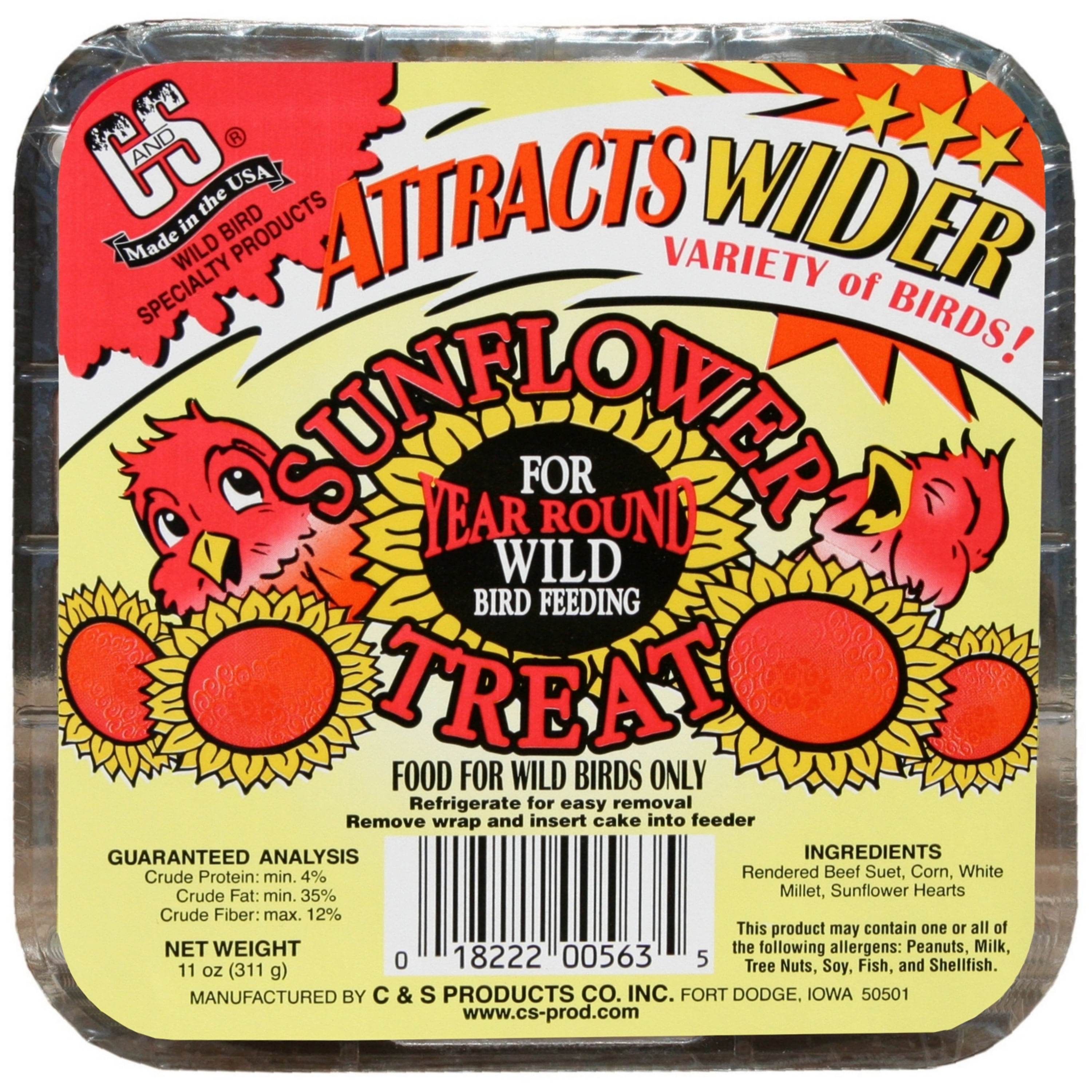 C&S Products Sunflower Treat Suet, 11 oz , Wild Bird Food