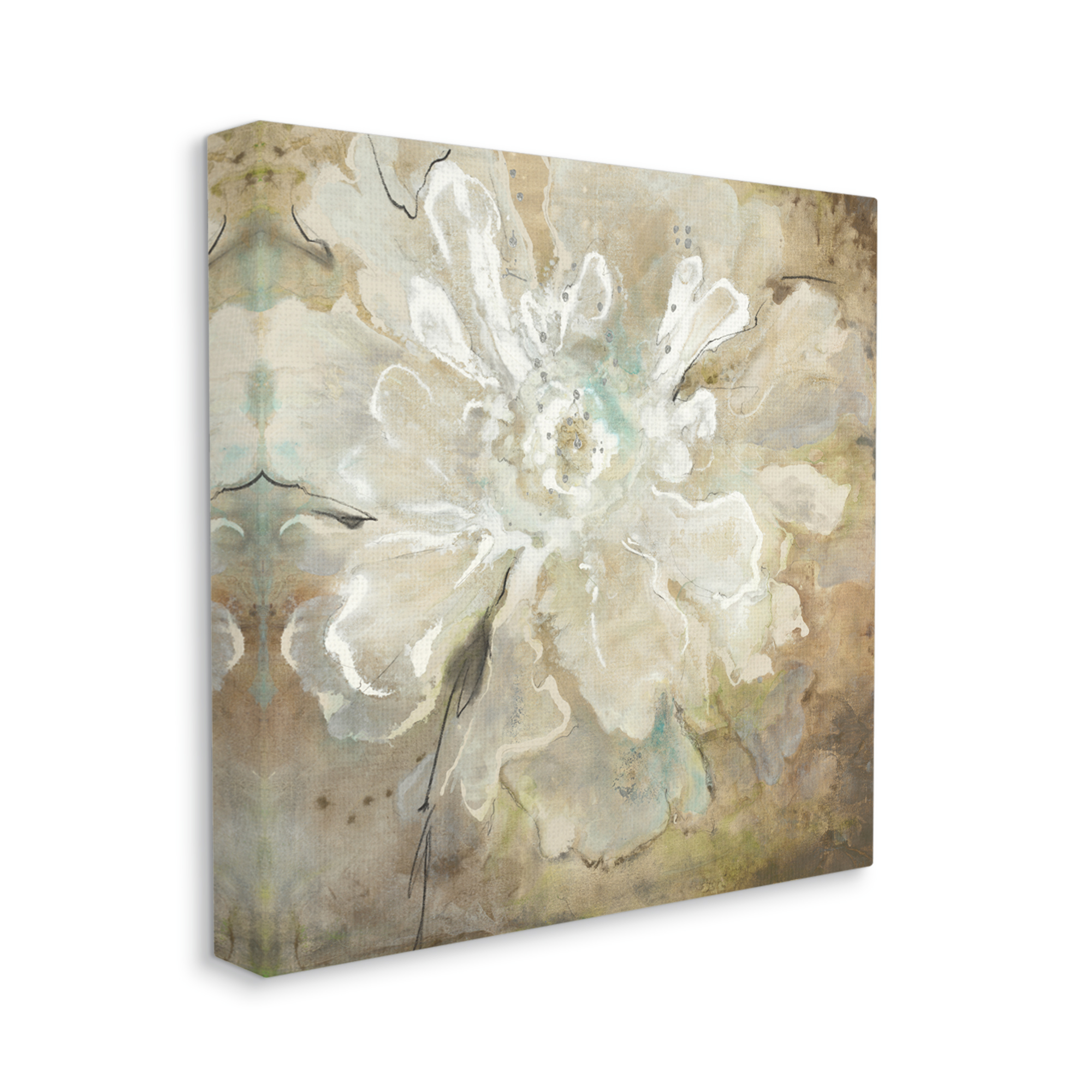 Stupell Industries Rustic Brown Flower Botanical & Floral Painting Gallery Wrapped Canvas Print Wall Art, 17 x 17
