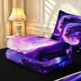 thumbnail image 6 of Homewish Glowing Purple Nature Tree Zipper Twin Comforter Sets with Fitted Sheet and 2 Pillowcases,Watercolor Botanical Zipper Bedding Set,Black Reversible,4pcs, 6 of 8