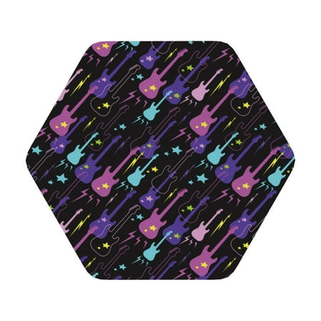 

Matuu Colorful Guitar for Cup Coasters Set of 6 Leather Coasters Desk Coasters for Office Measures 4” x 4” Hexagon